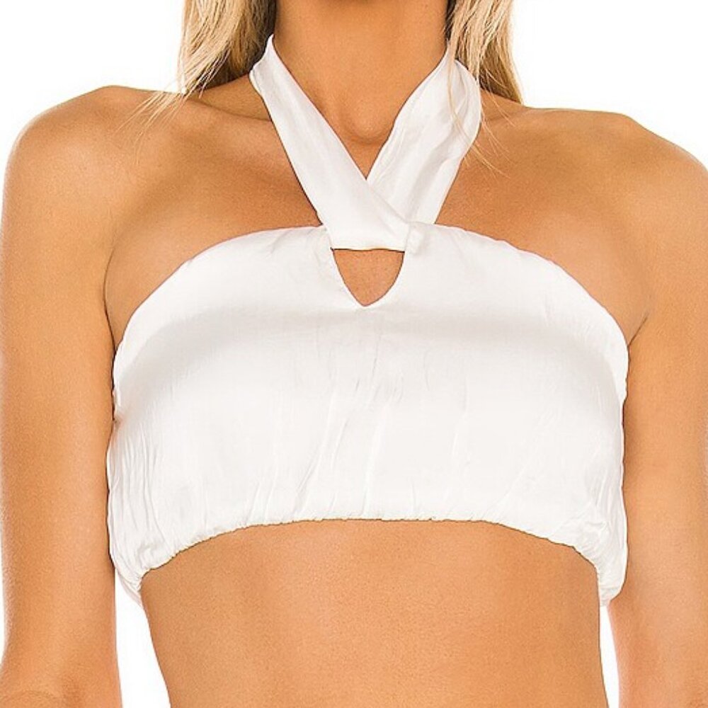 Lovers and Friends Aleric White Halter Cropped Top - Size XS